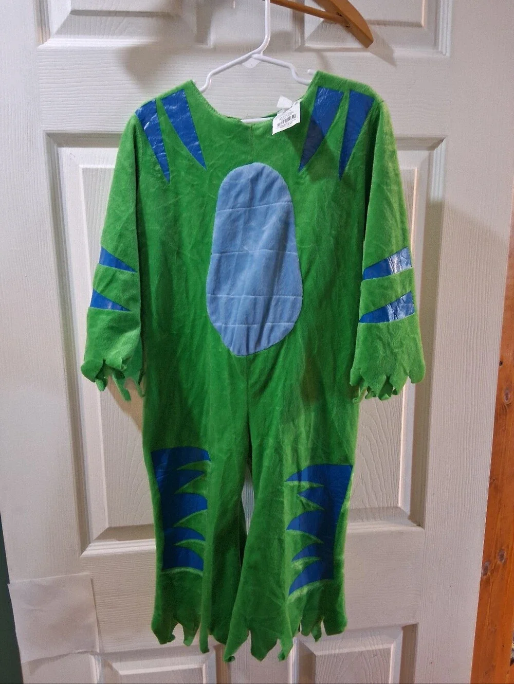 Kids Green Dinosaur Hooded Costume with Blue Accents